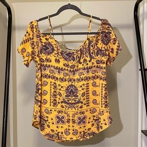 Kaileigh Gold Off-the-shoulder Blouse